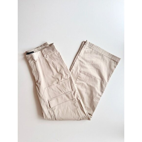 Zara Pants - ZARA Beige Satin High Rise Cargo Wide Pants, Size M